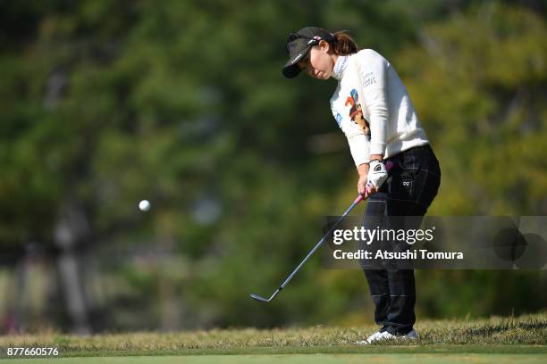 Momoko Ueda of Japan chips onto the 5th green during the first round of the LPGA Tour Championship Ricoh Cup 2017 at the Miyazaki Country Club on...