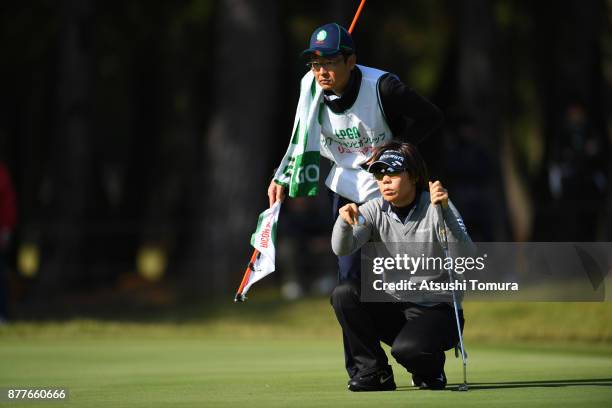 Lala Anai of Japan lines up her putt on the 15th hole during the first round of the LPGA Tour Championship Ricoh Cup 2017 at the Miyazaki Country...