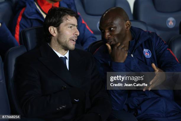 Maxwell Scherrer, assistant coach of PSG Zoumana Camara during the UEFA Champions League group B match between Paris Saint-Germain and Celtic FC at...