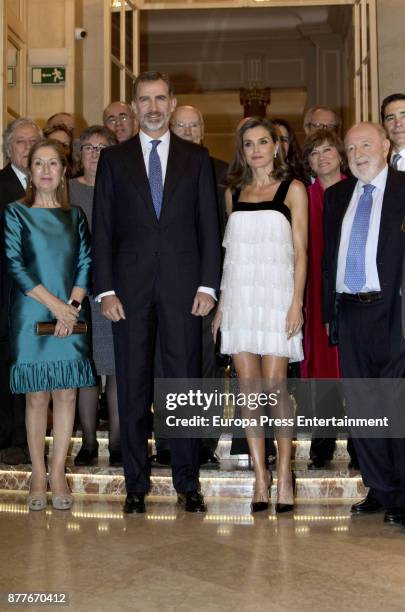 King Felipe VI of Spain , Queen Letizia of Spain and Ana Pastor attend the 'Francisco Cerecedo Journalism Award' ceremony to Florencio Dominguez on...