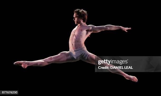 Dancer takes part in a full dress rehearsal for Ivan Putrov's forthcoming show 'Men in Motion', at the London Coliseum in London on November 22,...