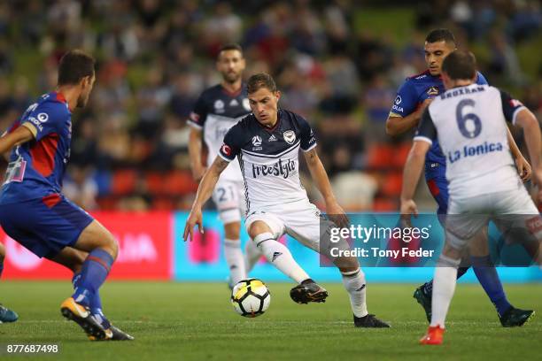 James Troisi of the Victory controls the ball during the round eight A-League match between the Newcastle Jets and the Melbourne Victory at McDonald...