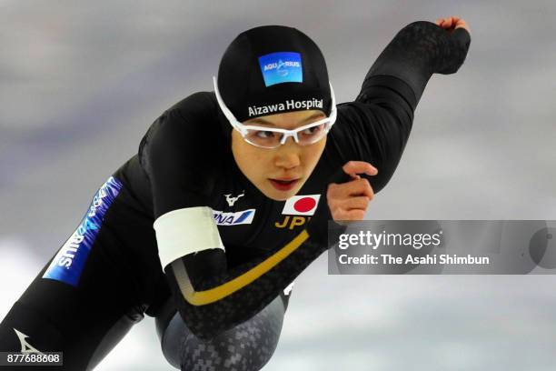 Nao Kodaira of Japan competes in the Ladies 500m Division A during day one of the ISU Speed Skating World Cup Heerenveen at Thialf on November 10,...