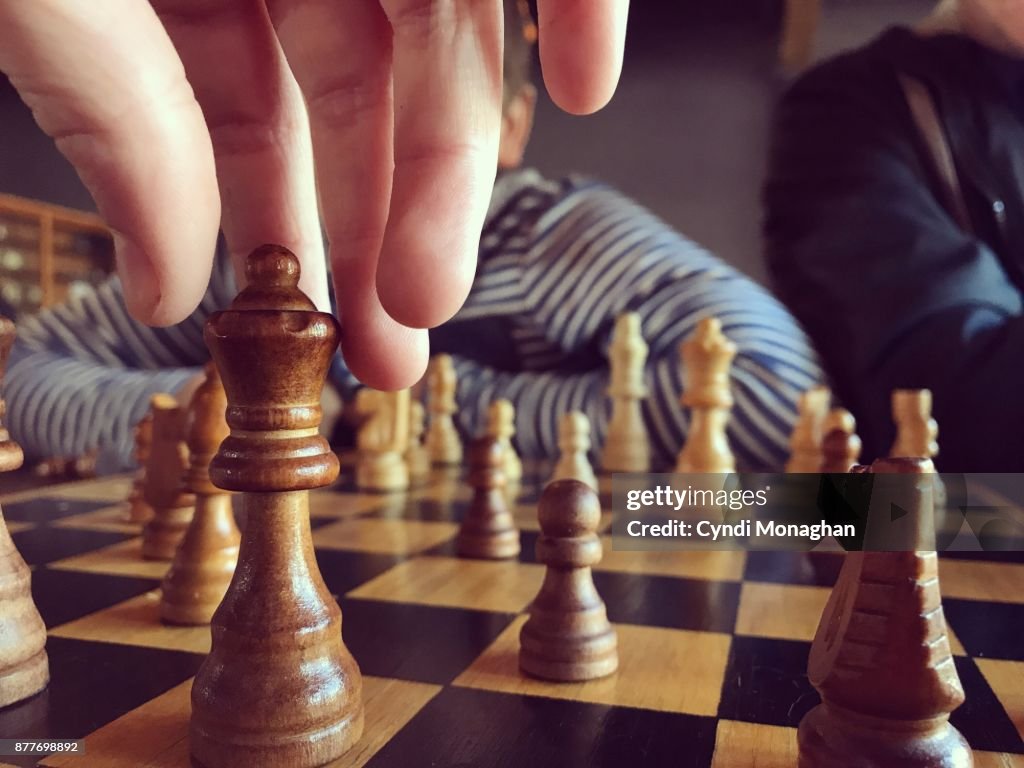 Chess Game with Her Little Brother