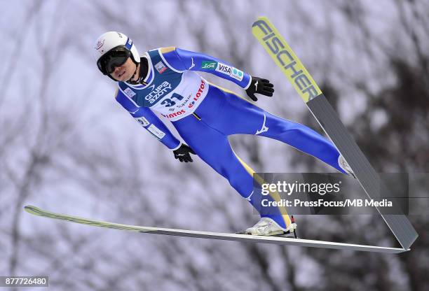 Ito Daiki of Japan competes in the individual competition during the FIS Ski Jumping World Cup on November 19, 2017 in Wisla, Poland. "n