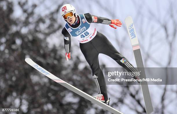 Tande Daniel Andre of Norway competes in the individual competition during the FIS Ski Jumping World Cup on November 19, 2017 in Wisla, Poland. "n