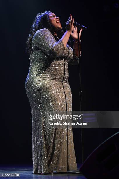 1st Place Winner Michelle Brooks-Thompson performs during Amateur Night At The Apollo: Super Top Dog at The Apollo Theater on November 22, 2017 in...
