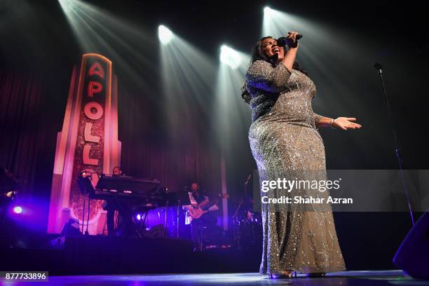 1st Place Winner Michelle Brooks-Thompson performs during Amateur Night At The Apollo: Super Top Dog at The Apollo Theater on November 22, 2017 in...