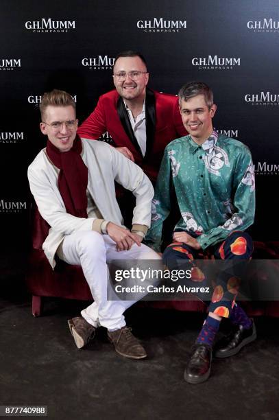 Sam Bompas, Alex Katrena and Harry Parr attend the opening of the 'House Of G.H. Mumm' on November 23, 2017 in Madrid, Spain.