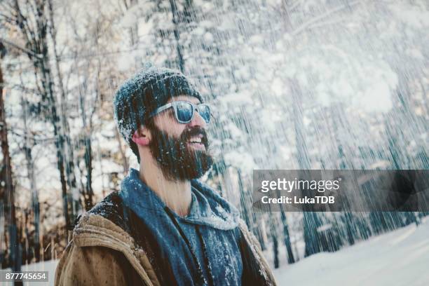 frozen man on winter journey - frozen beard stock pictures, royalty-free photos & images
