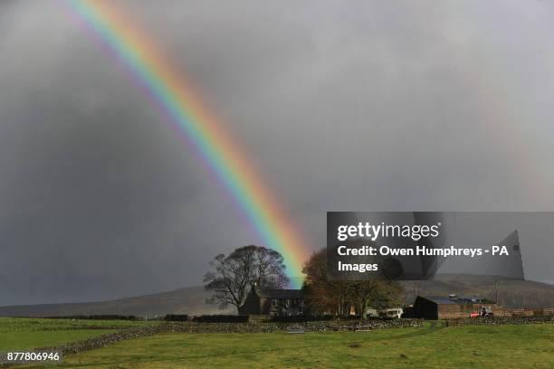 Rainbow over fields near Middleton-in-Teesdale in the North Pennines.