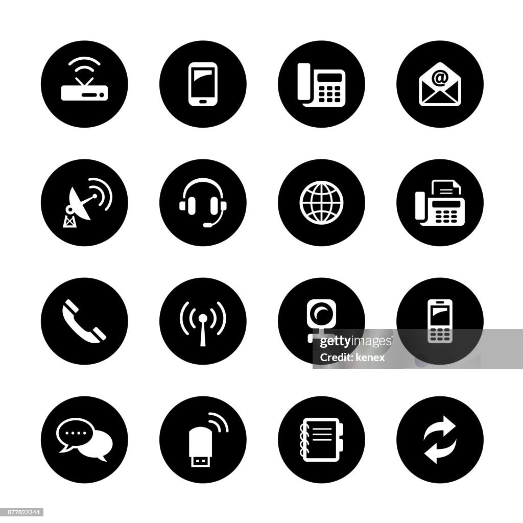 Communication Circle Icons Set