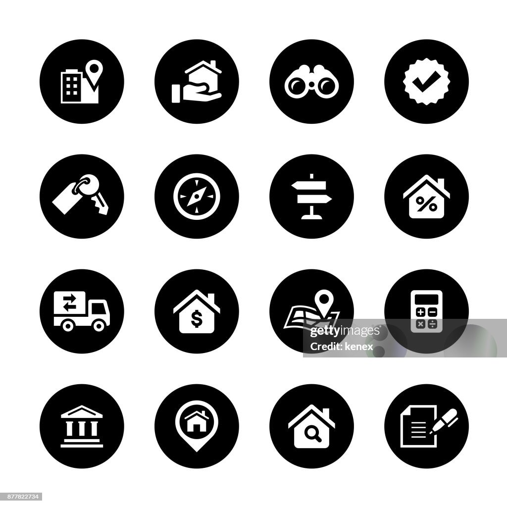 Real Estate Circle Icons Set