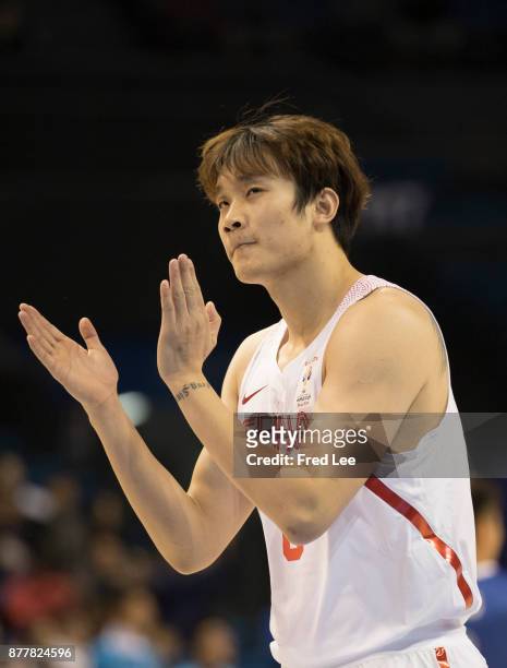 Yanyuhang Ding of China in action during the FIBA Basketball World Cup 2019 Qualifiers between China and Hong Kong at Youth Olympic Sports Centre on...