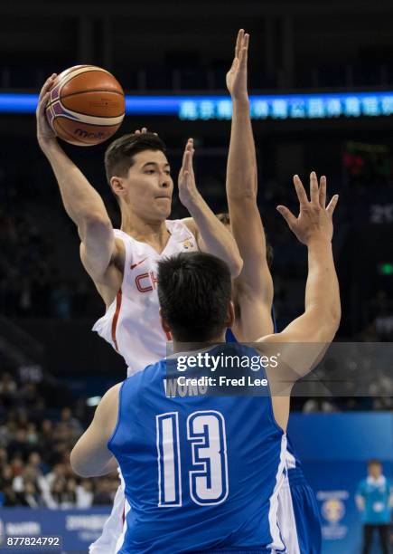 Abudushalamu Abudurexiti of China in action during the FIBA Basketball World Cup 2019 Qualifiers between China and Hong Kong at Youth Olympic Sports...