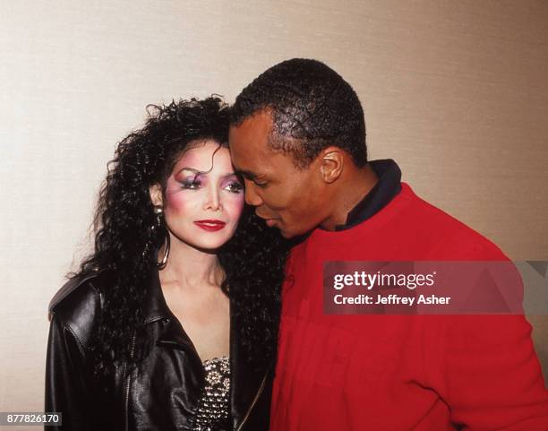 Pop Star La Toya Jackson and Boxer Sugar Ray Leonard at Businessman Donald Trumps 42 Birthday Celebration at Trump Plaza Casino Hotel in Atlantic...