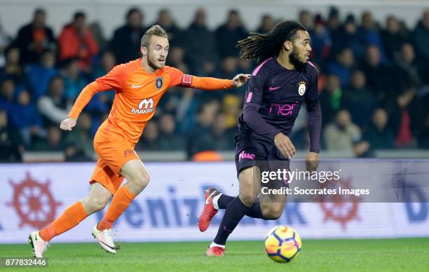 Edin Visca of Istanbul Basaksehir, Jason Denayer of Galatasaray during the Turkish Super lig match between Istanbul Basaksehir v Galatasaray at the...