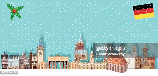 stockillustraties, clipart, cartoons en iconen met duitsland-winter - hannover stuttgart