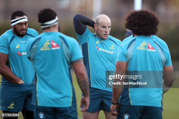 Stephen Moore of Australia takes part in training during Australia media access ahead of the international match between Scotland and Australia on...