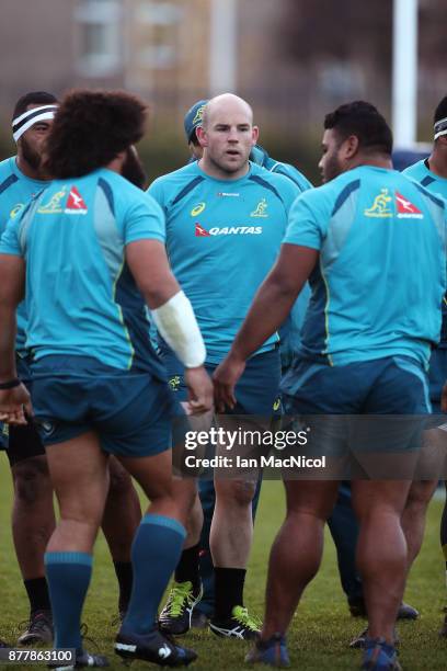 Stephen Moore of Australia takes part in training during Australia media access ahead of the international match between Scotland and Australia on...