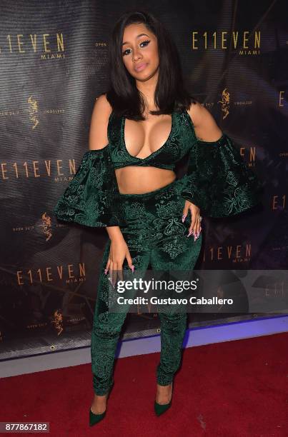 Cardi B arrives at E11EVEN on November 22, 2017 in Miami, Florida.