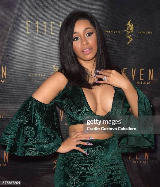 Cardi B arrives at E11EVEN on November 22, 2017 in Miami, Florida.