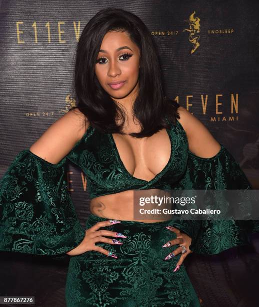 Cardi B arrives at E11EVEN on November 22, 2017 in Miami, Florida.