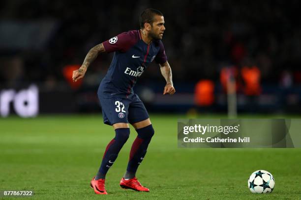 Dani Alves of PSG during the UEFA Champions League group B match between Paris Saint-Germain and Celtic FC at Parc des Princes on November 22, 2017...