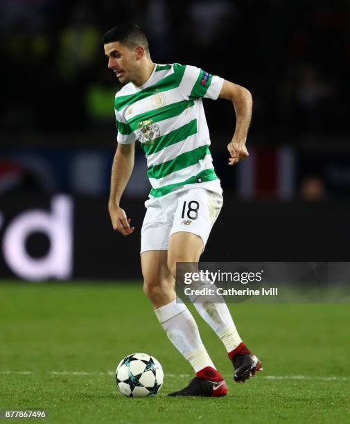 Tom Rogic of Celtic during the UEFA Champions League group B match between Paris Saint-Germain and Celtic FC at Parc des Princes on November 22, 2017...