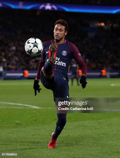 Neymar of PSG during the UEFA Champions League group B match between Paris Saint-Germain and Celtic FC at Parc des Princes on November 22, 2017 in...