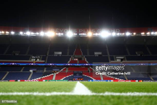 General view inside the stadium before the UEFA Champions League group B match between Paris Saint-Germain and Celtic FC at Parc des Princes on...