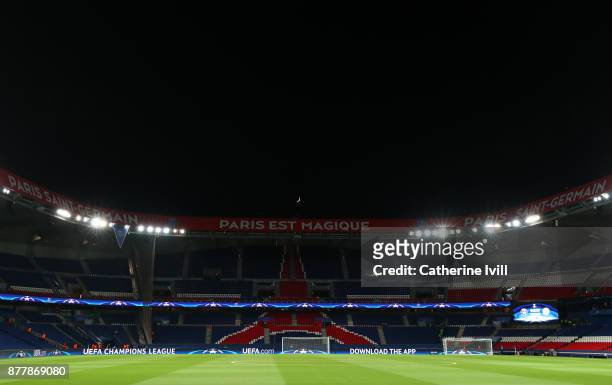 General view inside the stadium before the UEFA Champions League group B match between Paris Saint-Germain and Celtic FC at Parc des Princes on...