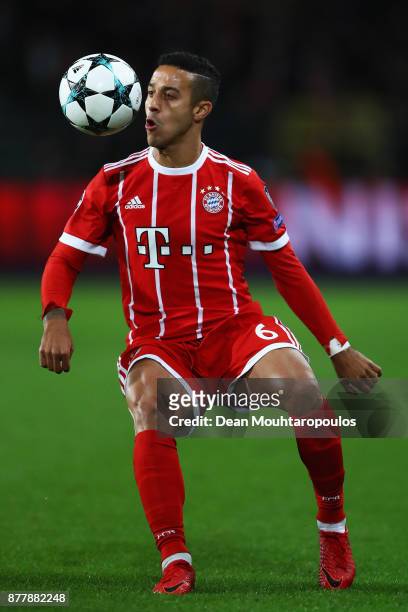 Thiago of Bayern Munich in action during the UEFA Champions League group B match between RSC Anderlecht and Bayern Muenchen at Constant Vanden Stock...