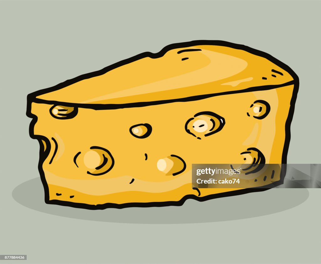 Hand drawn piece of cheese