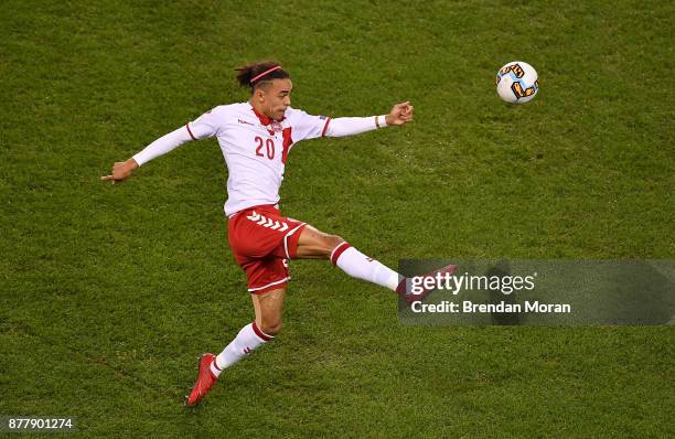 Dublin , Ireland - 14 November 2017; Yussuf Poulsen of Denmark during the FIFA 2018 World Cup Qualifier Play-off 2nd leg match between Republic of...