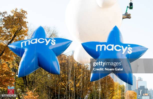 View of Macy's balloons at the 91st Annual Macy's Thanksgiving Day Parade on November 23, 2017 in New York City.