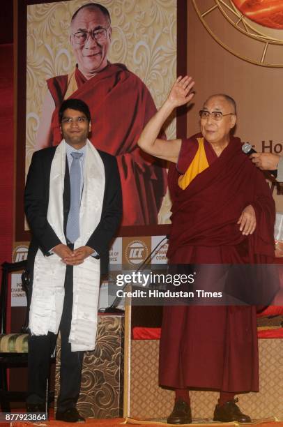 Tibetan spiritual 14th Buddhist leader Dalai Lama attends an interactive session organised by Indian Chamber of Commerce and talks on 'Revival of...