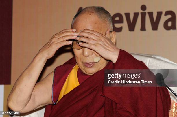 Tibetan spiritual 14th Buddhist leader Dalai Lama attends an interactive session organised by Indian Chamber of Commerce and talks on 'Revival of...