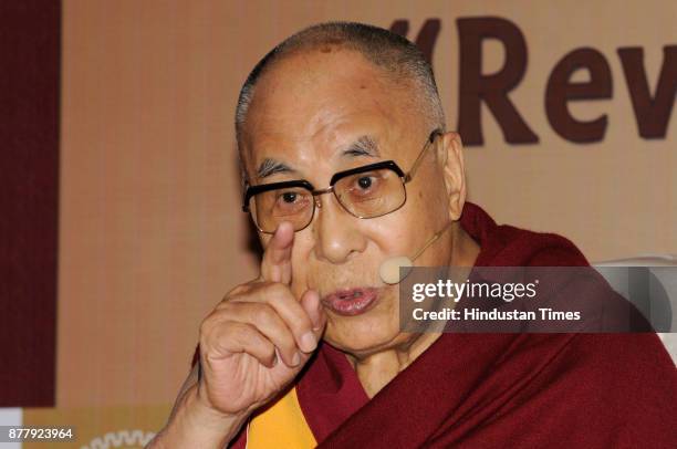 Tibetan spiritual 14th Buddhist leader Dalai Lama attends an interactive session organised by Indian Chamber of Commerce and talks on 'Revival of...