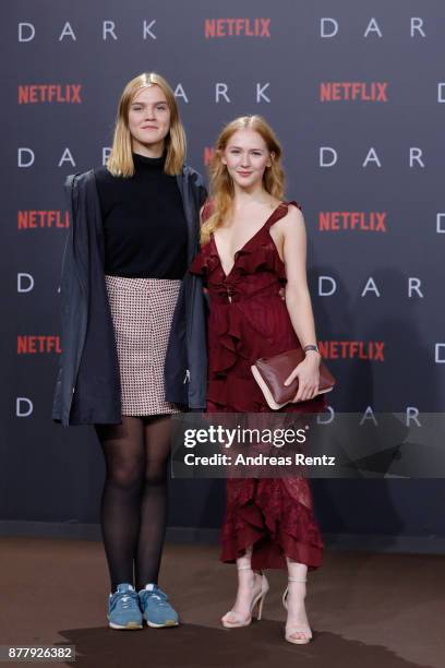 Nele Trebs and Gina Alice Stiebitz attend the premiere of the first German Netflix series 'Dark' at Zoo Palast on November 20, 2017 in Berlin,...