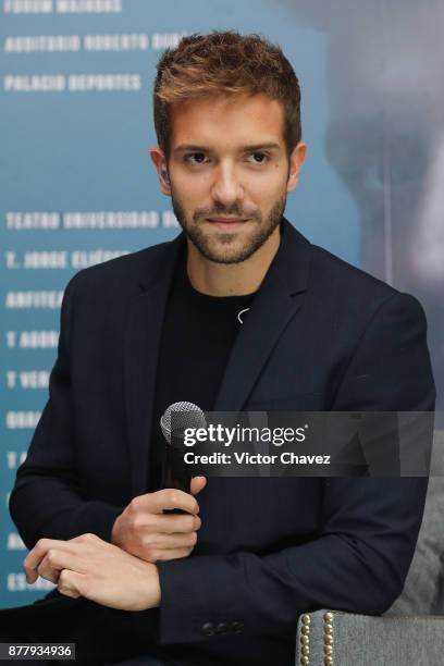 Spanish singer Pablo Alboran attends a press conference to promote his new tour "Prometo" at St. Regis Hotel on November 23, 2017 in Mexico City,...