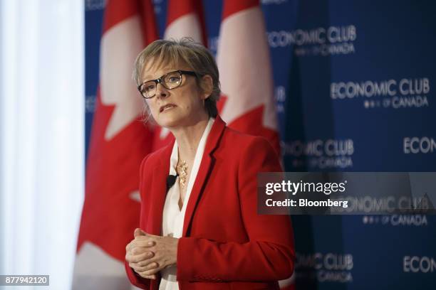 Shelley Martin, chief executive officer of Nestle Canada Inc., speaks during an event at the Economic Club Of Canada in Toronto, Ontario, Canada, on...