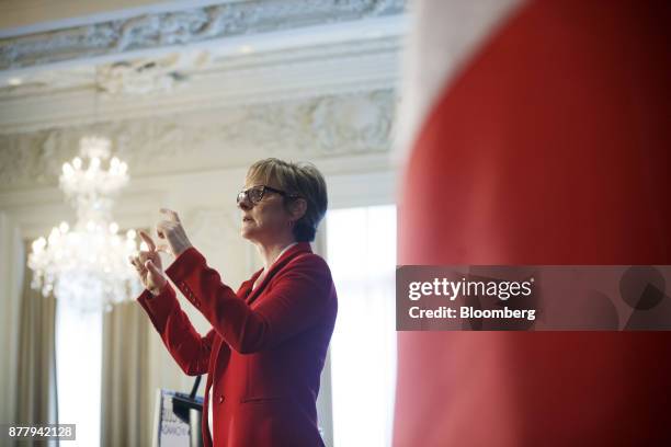 Shelley Martin, chief executive officer of Nestle Canada Inc., speaks during an event at the Economic Club Of Canada in Toronto, Ontario, Canada, on...