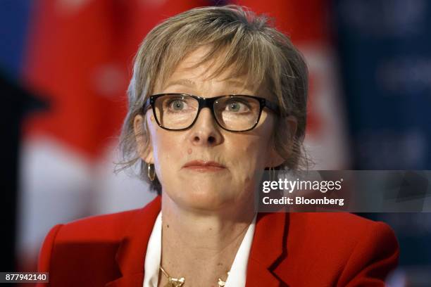 Shelley Martin, chief executive officer of Nestle Canada Inc., listens during an event at the Economic Club Of Canada in Toronto, Ontario, Canada, on...