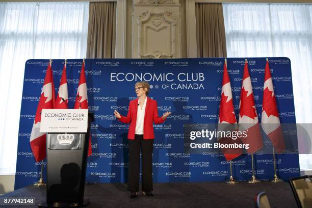 Shelley Martin, chief executive officer of Nestle Canada Inc., speaks during an event at the Economic Club Of Canada in Toronto, Ontario, Canada, on...