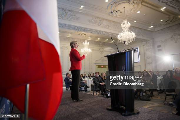 Shelley Martin, chief executive officer of Nestle Canada Inc., speaks during an event at the Economic Club Of Canada in Toronto, Ontario, Canada, on...