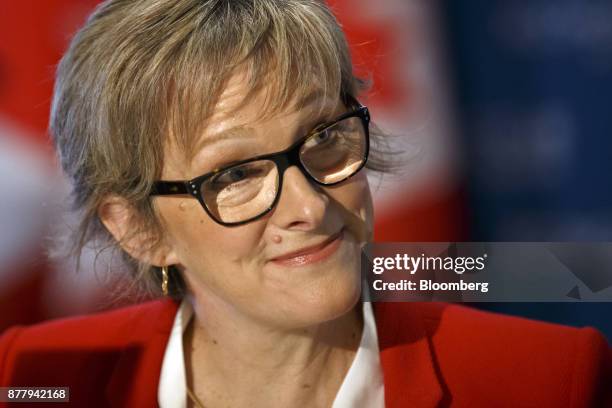 Shelley Martin, chief executive officer of Nestle Canada Inc., smiles during an event at the Economic Club Of Canada in Toronto, Ontario, Canada, on...