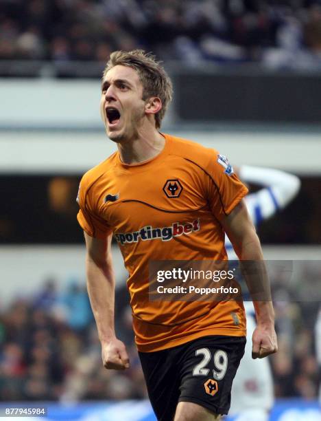 Kevin Doyle of Wolverhampton Wanderers celebrates during the Barclays Premier League match between Queens Park Rangers and Wolverhampton Wanderers at...