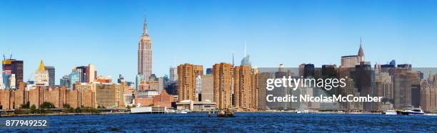 midtown manhattan panoramic skyline sunny daytime with empire states building - metropolitan life insurance company tower stock pictures, royalty-free photos & images