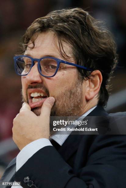 Andrea Trincheri, Head Coach of Brose Bamberg in action during the 2017/2018 Turkish Airlines EuroLeague Regular Season Round 9 game between Brose...